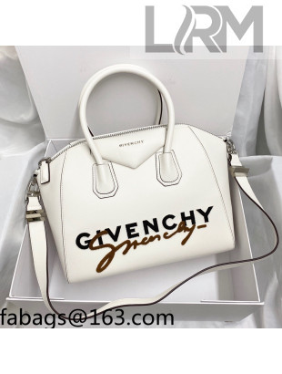 Givenchy Small Antigona Bag in Embroidered Smooth Calfskin White 2021