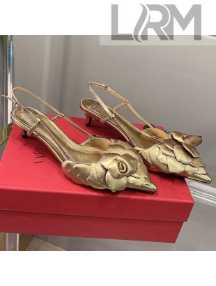 Valentino Atelier Shoe 03 Rose Edition Slingback Pumps 4cm Gold 2021