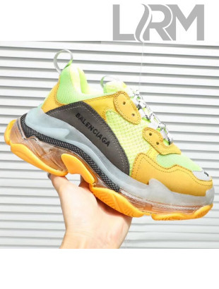 Balenciaga Triple S Clear Outsole Sneakers Yellow/Green/Grey 2019