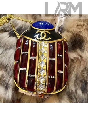 Chanel Resin Beetle Evening Clutch with Chain AS0838 Gold/Blue/Red 2019