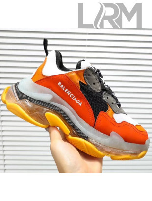 Balenciaga Triple S Clear Outsole Sneakers Orange/Black/Grey 2019