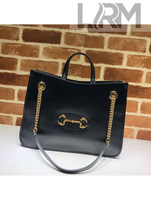 Gucci Horsebit 1955 Leather Medium Tote Bag 621144 Black 2020