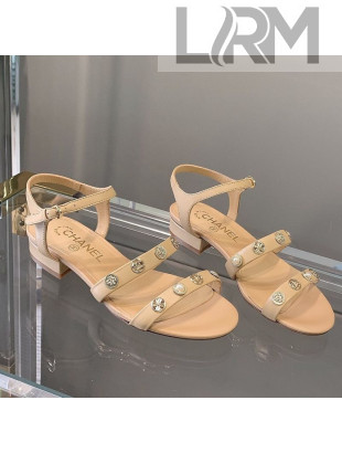 Chanel Calfskin Flat Sandals G37212 Beige 2021
