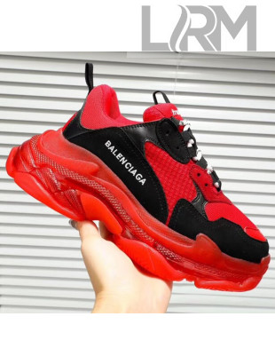Balenciaga Triple S Clear Outsole Sneakers Red/Black 2019