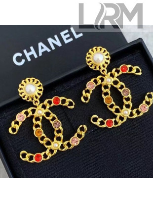 Chanel Colored Crystal CC Earrings AB5680 2021