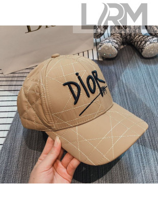 Dior Cannage Baseball Hat with DIOR Embroidery Beige 16 2020