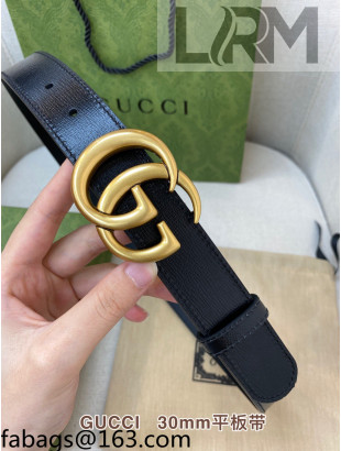 Gucci Classic Calfskin Belt 3cm with GG Buckle Black/Gold 2021 110811
