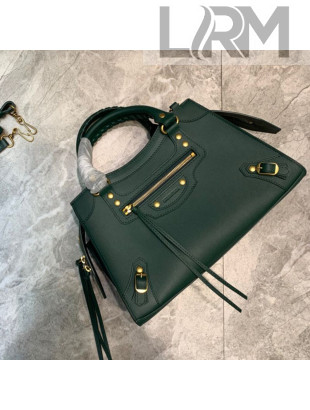 Balenciaga Neo Classic Small Top Handle Bag in Smooth Calfskin Green/Gold 2020