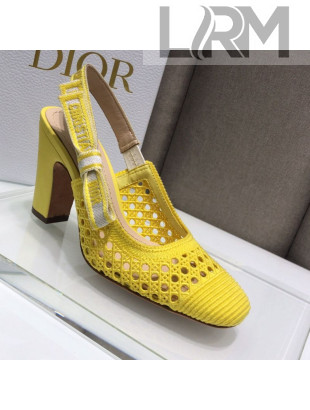 Dior x Moi Slingback Pumps 9cm in Yellow Cannage Embroidered Mesh 2021