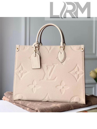 Louis Vuitton Onthego Giant Monogram Leather Medium Tote Bag M45040 White 2019