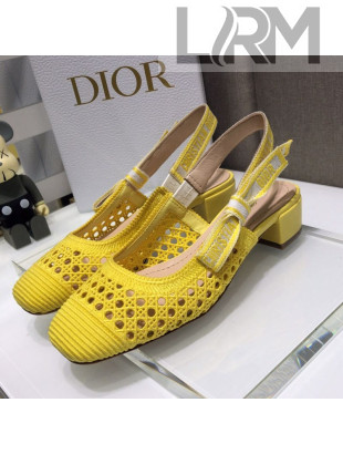Dior x Moi Slingback Pumps 3cm in Yellow Cannage Embroidered Mesh 2021