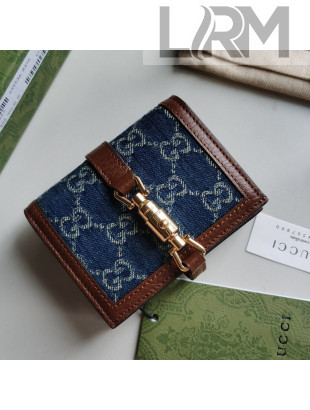 Gucci Jackie 1961 GG Denim Card Case Wallet 645536 Dark Blue 2021
