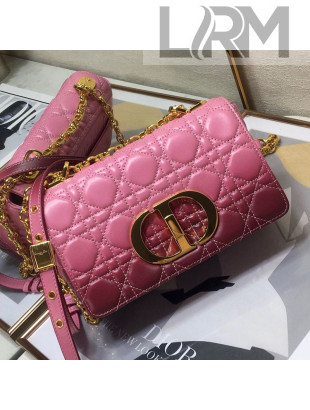 Dior Small Caro Chain Bag in Dark Pink Gradient Cannage Lambskin 2021