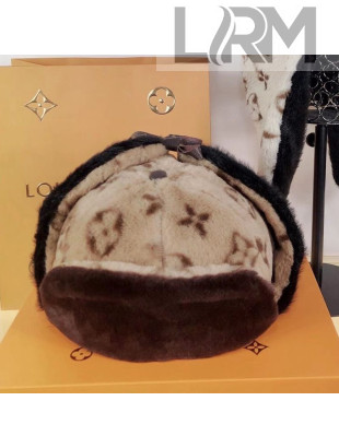 Louis Vuitton Monogram Mink Fur Winter Chapka Hat Beige 2020