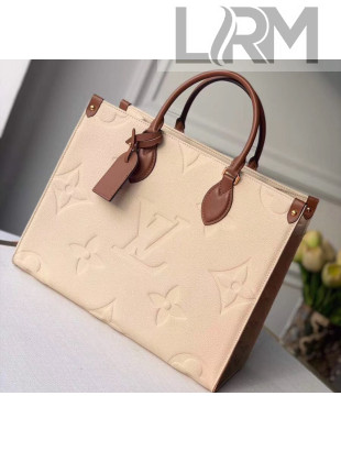 Louis Vuitton Onthego Giant Monogram Leather Medium Tote Bag M45040 White/Brown  2019
