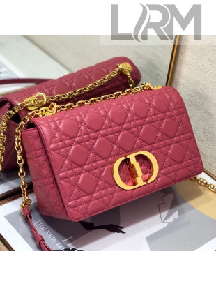 Dior Medium Caro Chain Bag in Soft Cannage Calfskin Dark Pink 2021