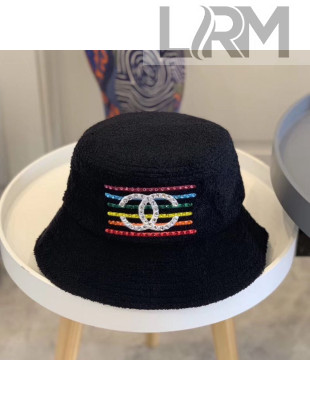 Chanel Towelling Embroidered Bucket Hat Black 2020