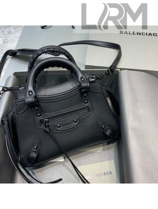 Balenciaga Matte Neo Classic Mini Top Handle Bag in Smooth Calfskin All Black 2020