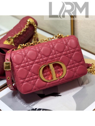 Dior Small Caro Chain Bag in Soft Cannage Calfskin Dark Pink 2021