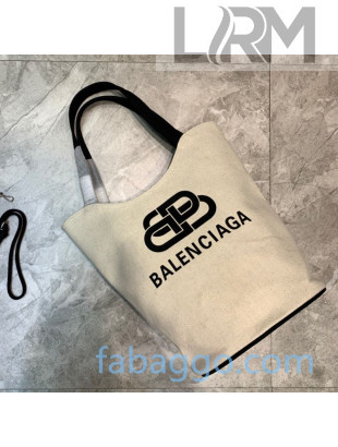 Balenciaga Wave Medium Bucket Tote Bag in White Canvas 2020