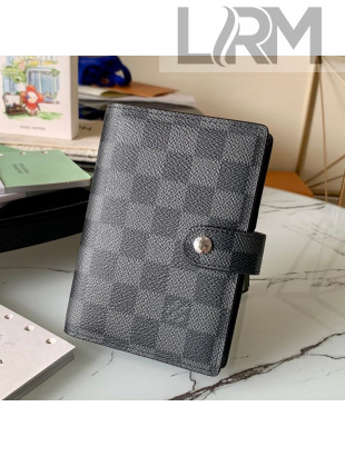 Louis Vuitton Small Ring Agenda Notebook Cover in Black Damier Canvas R20005 Black 2021 04