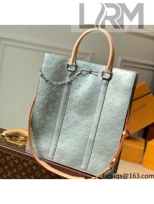 Louis Vuitton Sac Plat Bag in Monogram Mirror Coated Canvas M45884 Silver 2021