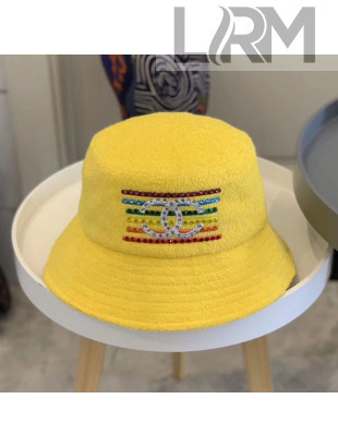 Chanel Towelling Embroidered Bucket Hat Yellow 2020