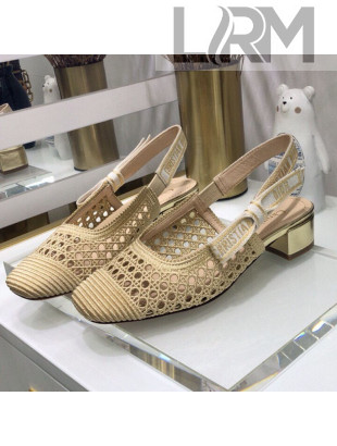 Dior x Moi Slingback Pumps 3.5cm in Gold Cannage Embroidered Mesh 2021