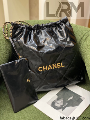 Chanel Waxy Calfskin Medium Shopping Bag Black SS 2022
