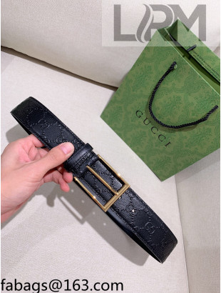 Gucci GG Leather Belt 4cm Black/Gold 2021 110843