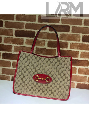 Gucci Horsebit 1955 GG Canvas Medium Tote Bag 623694 Red 2020
