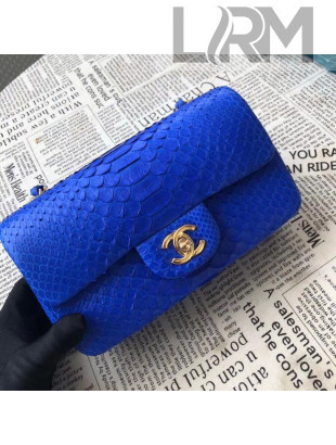 Chanel Python Leather and Deerskin Small Flap Bag 1116 Royal Blue