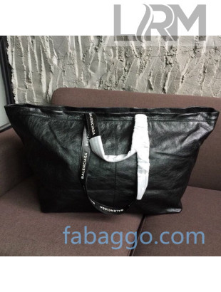 Balenciaga Large Logo Handle Shopping Tote Bag Black/White 2020