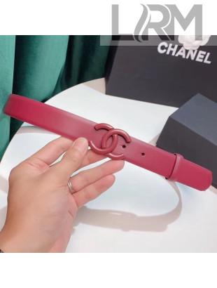 Chanel Leather Belt 30mm with Matte CC Buckle Burgundy 2020
