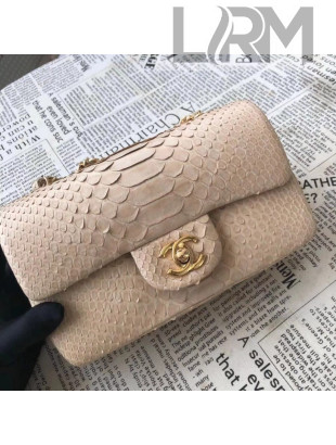 Chanel Python Leather and Deerskin Small Flap Bag 1116 Nude