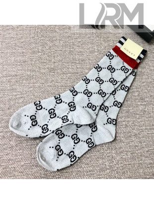 Gucci GG Medium Socks Silver/Black 2019