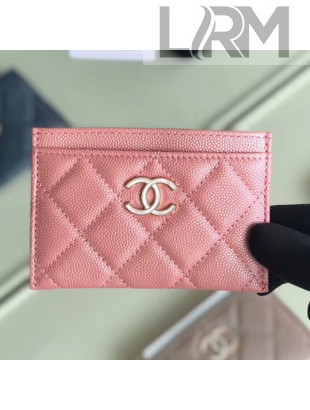 Chanel Iridescent Quilted Grained Calfskin Classic Card Holder AP0306 Pink