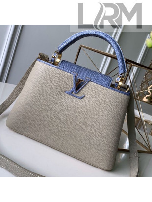 Louis Vuitton Capucines BB with Snakeskin Top Handle Bag Light Grey/Blue 2020