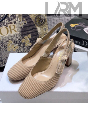 Dior x Moi Slingback Pumps 6.5cm in Nude Ribbon Embroidered Cotton 2021