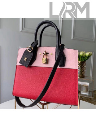 Louis Vuitton City Steamer PM Bag In Grainy Calfskin M53321 Red/Pink/Black 