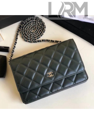 Chanel Quilting Lambskin Wallet on Chain WOC Bag Deep Green (Silver-tone Metal)