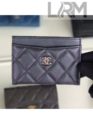 Chanel Iridescent Quilted Grained Calfskin Small Card Holder Black/Silver