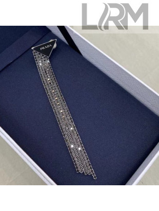 Prada Smalto Jewels Tassel Earrings Silver/Black 2021