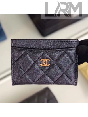 Chanel Iridescent Quilted Grained Calfskin Small Card Holder Black/Gold