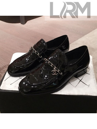 Chanel Patent Leather Loafers G34827 Black 2019