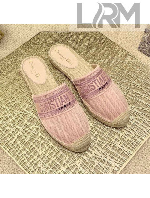 Dior Granville Espadrille Mules in Metallic Thread Embroidered Cotton Pink 2021