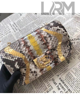 Chanel Python Leather and Deerskin Small Flap Bag 1116 Multicolor 3