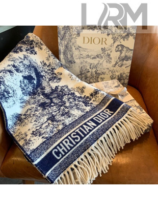Dior Fierce Blanket in Blue Toile de Jouy Cashmere and Wool 2020