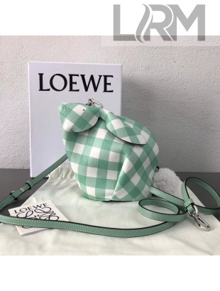Loewe Bunny Gingham Mini Bag in Grained Calf Leather Green/White