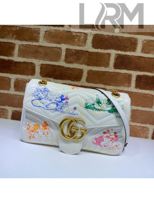 Gucci Disney x Gucci Mickey Mouse GG Marmont Medium Shoulder Bag 443496 White 2020